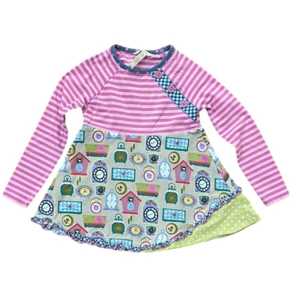 Matilda Jane Pink Mixed Print Knit Top Girls Size 4 Clocks Long Sleeve - Picture 2 of 12